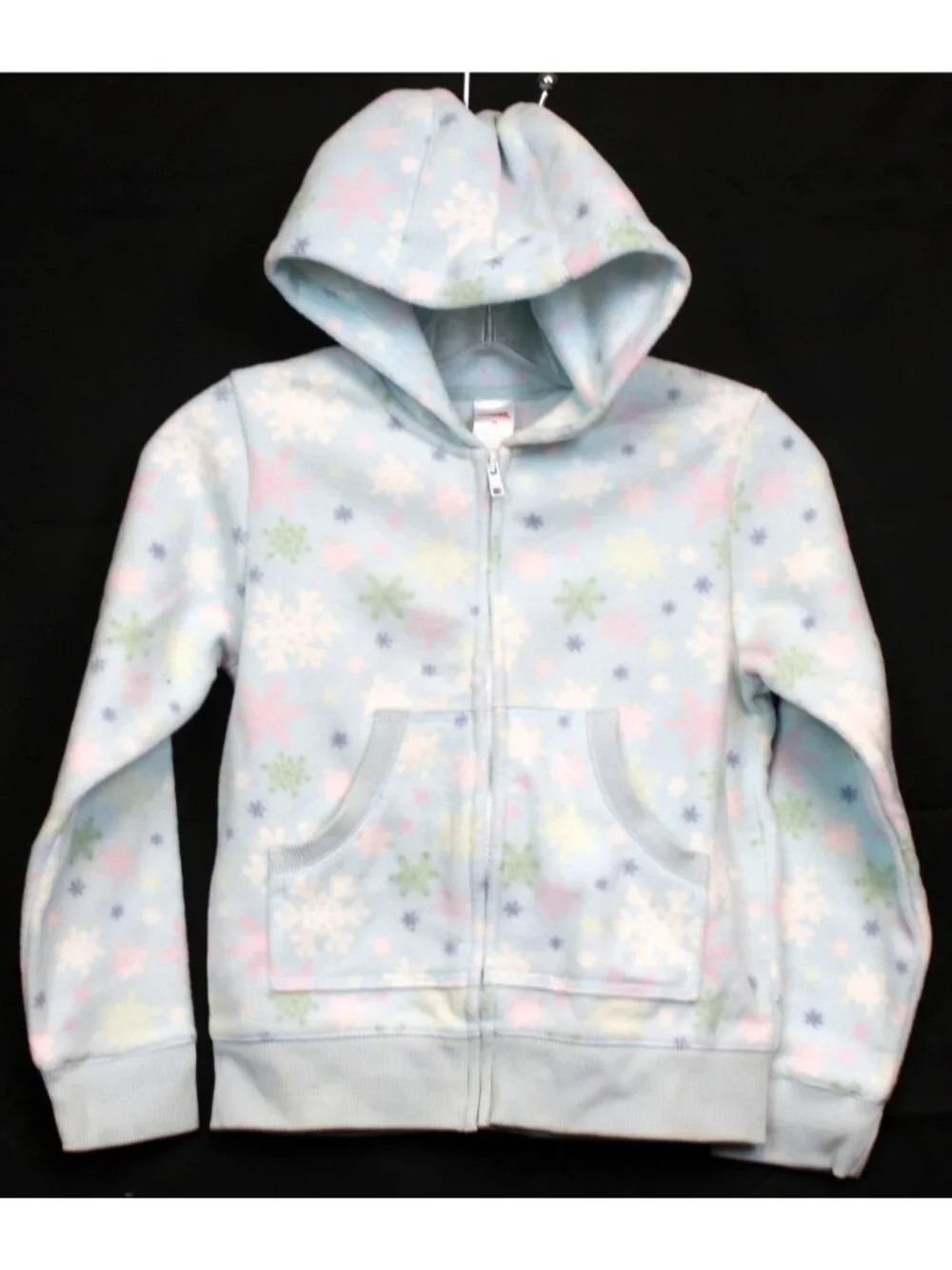 2007 Gymboree Snow Princess Fleece Jacket Hoodie sz 12 Blue Pastel Snowflakes